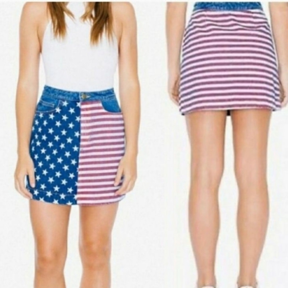 Flag denim skirt
